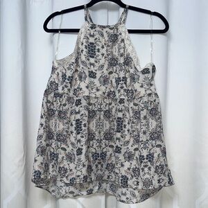 Maurices White and Blue Patterned Tank Top